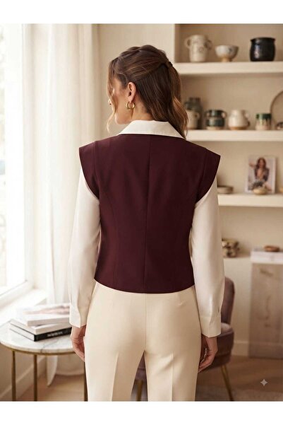 Er-Se Tasarım Crepe Fabric Buttoned Vest, Buttoned Vest