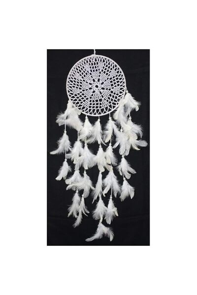 Generic odishabazaar Wall Hanging White Crochet Dream Catcher (45x15cm)