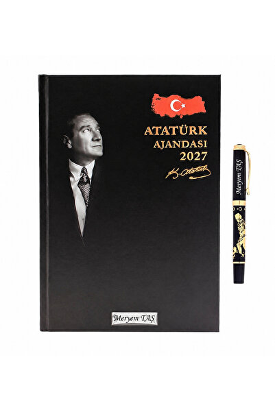 hediyerengi İsme Özel Premium 2027 Atatürk Ajandası ve Roller Kalem Seti M2