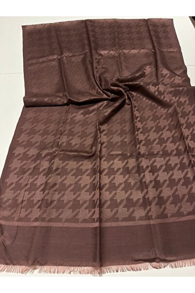 ipekevi Brown Goose Feet Patterned Cotton Silk Shawl