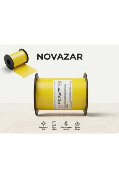 Novazar Sarı Yapışkan Rulo Tuzak 15 cm x 50 m - Ahır, Sera ve Hayvancılık İçin Sinek/Böcek Yakalayıcı