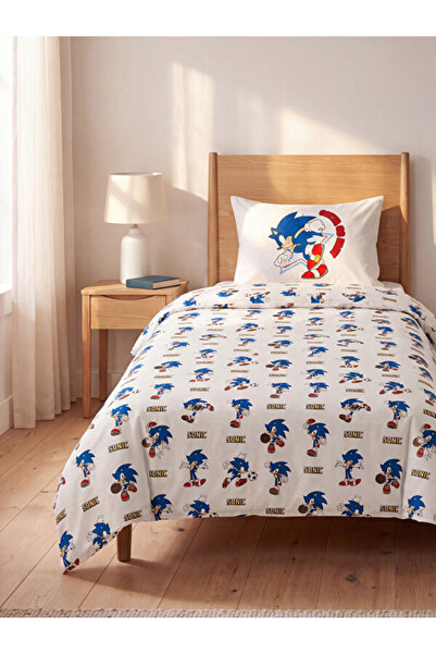 LC Waikiki Rmz Gi̇yi̇m Farkiyla Blue Quick Hedgehog Cotton Kids Duvet Cover Set
