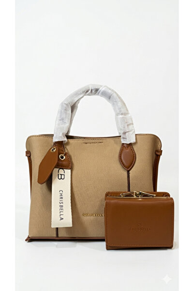Chrisbella Handbag with Small Wallet Khaki Color