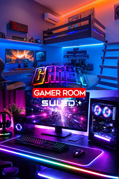 SULED Gamer Led 1 Metre RGB Şerit LED Bluetooth ve Uygulama Kontrollü USB Oyuncu Aydınlatması