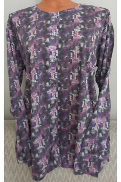 Anne Er Clothing Paper Print Combed Cotton Blouse Long-Sleeve Front Button Mu...