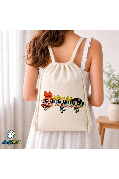 Ghostbastır Design Powerpuff Girls Drawstring Linen Bag C241