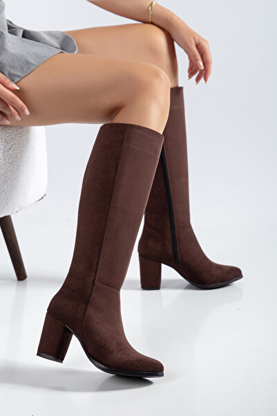 HMS moda Brown Vienna Suede Women's Boots Heeled Winter Boots