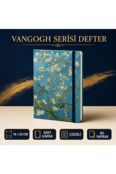 Srctech Van Gogh Series 14X20 cm Hard Cover Lined Notebook – 80 Sheets, Elast...
