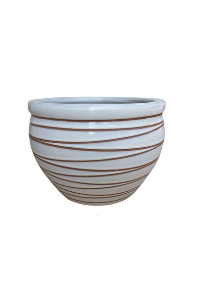 OEM Ghiveci ceramic, exterior, rotund, alb, 30 x 21 cm, KP202011-3