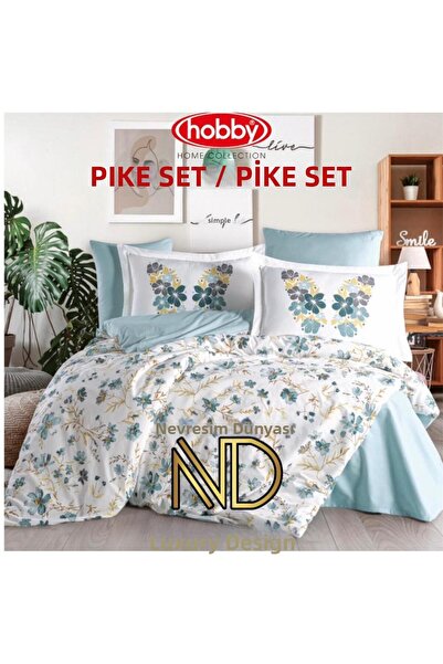 ALVERA COLLECTION Poplin Pique Set Double Belis Turquoise