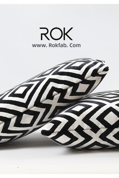 ROKFAB Geometric Patterned Throw Pillow Cover 45X45 cm Decorative Pillowcase