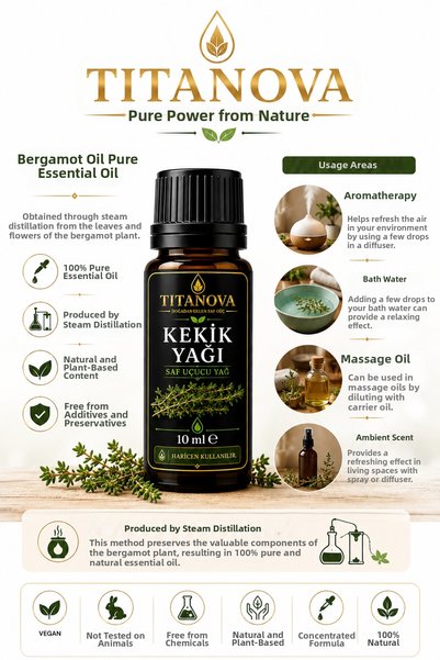 TİTANOVA Thyme Oil 10 ml Pure Herbal Essential Oil