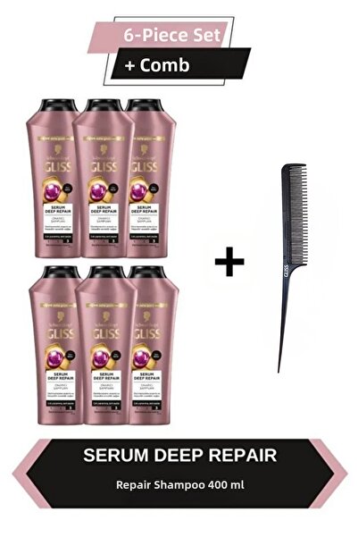 Gliss Serum deep repair restorative shampoo 400 ml x6 pieces + free comb