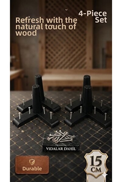 ŞİVAN DİZAYN 1. Class Gurgen Wood 15 cm Μαύρη βάση καναπέ Μονάδα τηλεόρασης Π...