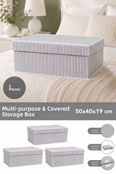 Meleni Home 3 bucăți cu capac cutie de depozitare multifuncțională bază organ...