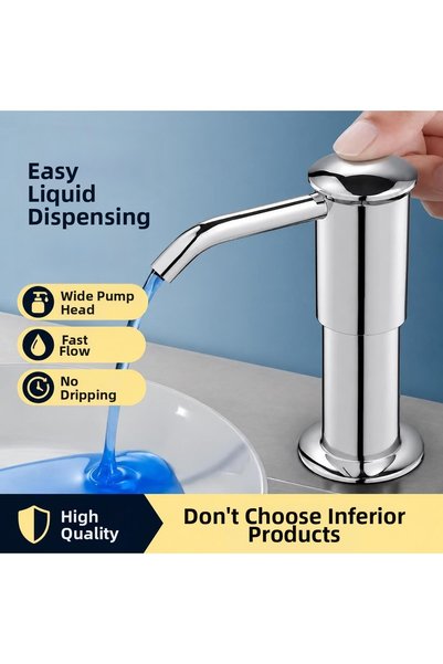 valkyrie Built-In Liquid Soap Dispenser Pump Countertop Detergent Dispenser with Extension Hose Silver