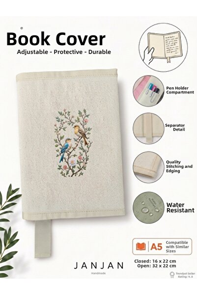 JANJAN Natural Fabric Book Cover,Washable Book Cover,Book Protector,32X22 cm ...