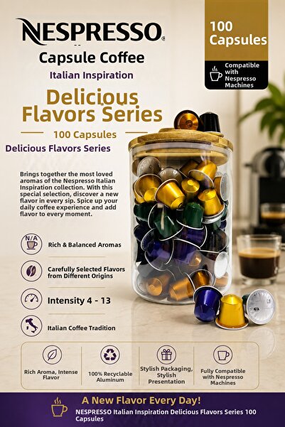 Nespresso كبسولات قهوة إسبيريزيونا إيطاليانا سيريز 100 كبسولة + علبة هدية