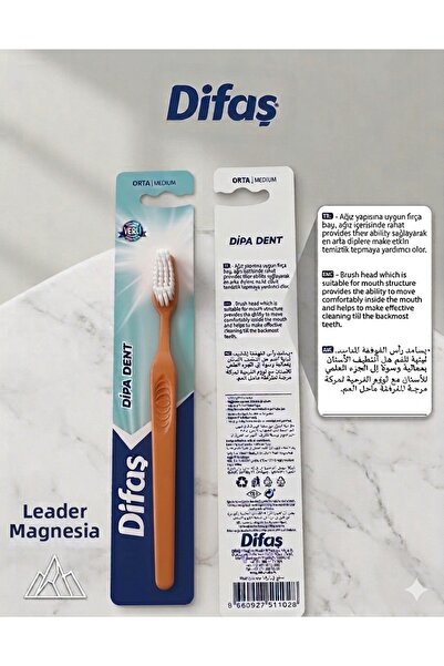 Lider MAGNESİA فرشاة أسنان ديفاش ديبا دنت متوسطة الصلابة باللون البرتقالي
