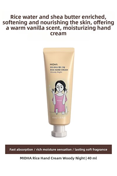 MIDHA Warm Vanilla Scented Skin Softening Moisturizing Hand Cream Rice Hand C...