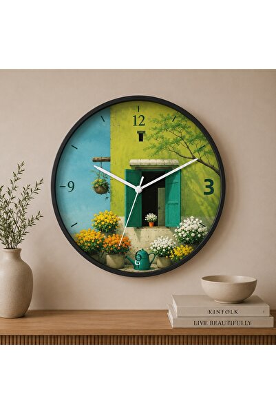 Defkay Ceas de perete din lemn, lucrat manual, colorat, cu design modern și m...