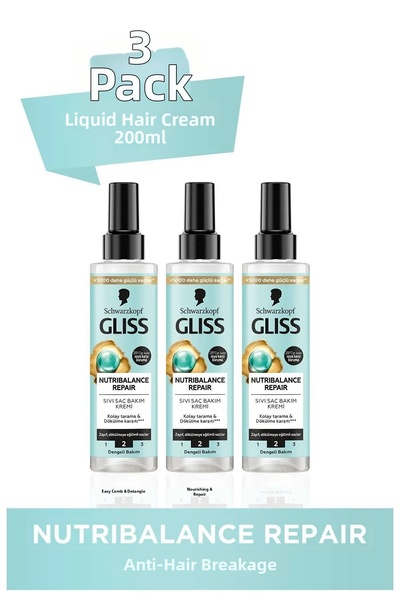 Gliss Full Hair Wonder Anti-Hair Loss Liquid Conditioner 200 Mlx3 Pieces