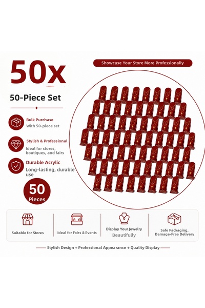 ÇAKRA 50-Piece Plexiglass Necklace Stand Transparent Red - Jewelry Organizer ...