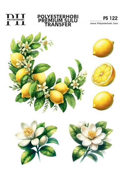 POLYESTERHOBİ Premium Water Transfer 25X35 cm Lemon Patterned Ps 122
