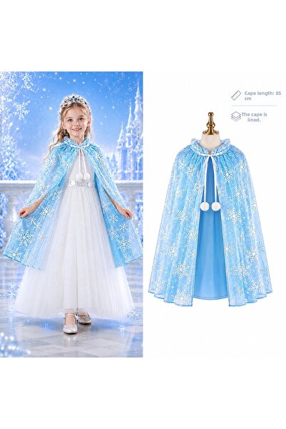 Generic Brand Pelerina Elsa albastra cu model fulgi de nea - Pelerina Frozen ...