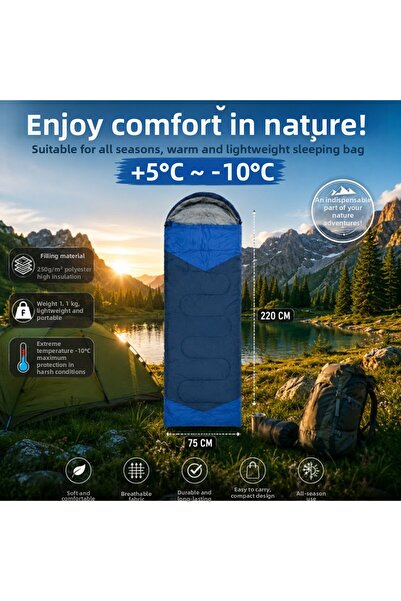 Begin Power 4 Season Sleeping Bag +5 ° C -10 ° C Camping Sleeping Bag Breatha...