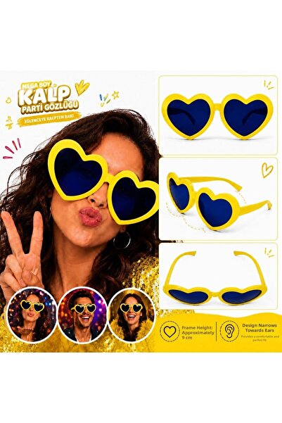 naque Mega Size Yellow Heart Party Glasses