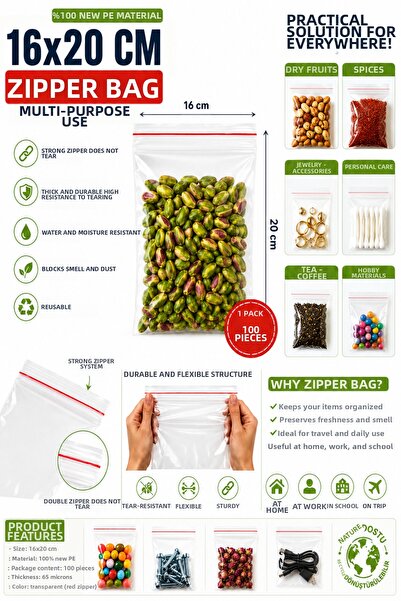 Generic Brand 16X20 Transparent Ziplock Bags Spices Nuts Jewelry Screw Storag...