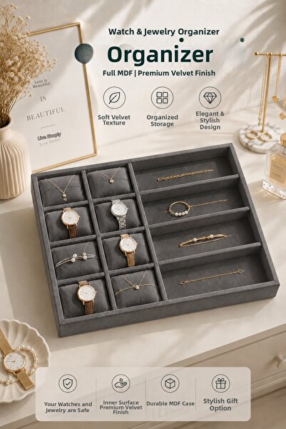 inteleven Premium Velvet Watch, Jewelry, and Eyeglass Organizer