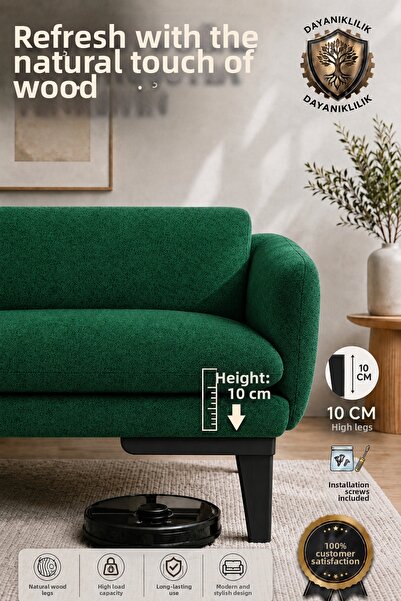 LEGORA WOOD DESIGN 10 cm Blunt Wooden Furniture Leg Black |   Gürgen Sofa, Co...