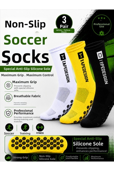 Shuttle Park 3 Pairs Unisex Special Series White Black Yellow Anti Slip Non S...