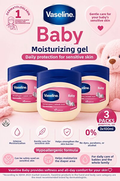 Vaseline Baby Moisturizing Gel 100 ml X 3 Pieces Advantageous Set |   Intensi...