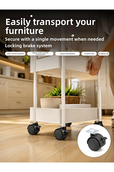 izbul 4-Piece Lockable Wheel Foot 4 cm Silent and Durable