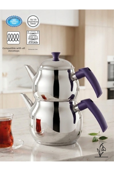 FMS Eco Purple Teapot |   18/10 Stainless Steel |   Induction Base |   1.25 L...