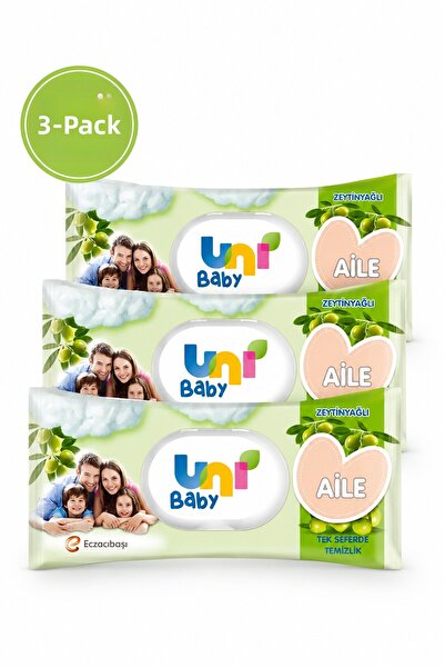 Uni Baby مناديل مبللة بزيت الزيتون من آيل، 90 قطعة × 3 عبوات
