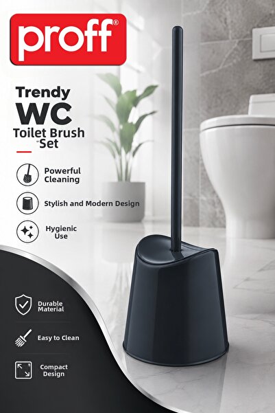 Proff Black Toilet Brush Set - Toilet Wc and Toilet Bowl Cleaning Brush