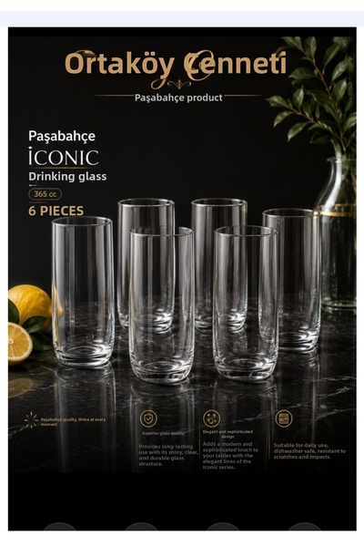 Paşabahçe Iconic 6-Piece Soft Drink Glass Set 365 Cc Quality Product