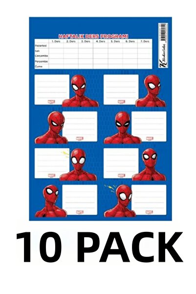 KESKİN COLOR 10 Pack Blue Themed Spiderman School Folder with Timetable 3 She...