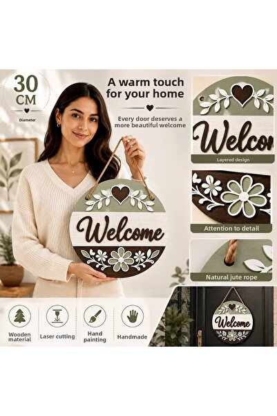 ROKH Natural Wooden Door Ornament 3D Laser Cut Gift Home Decorative Gift