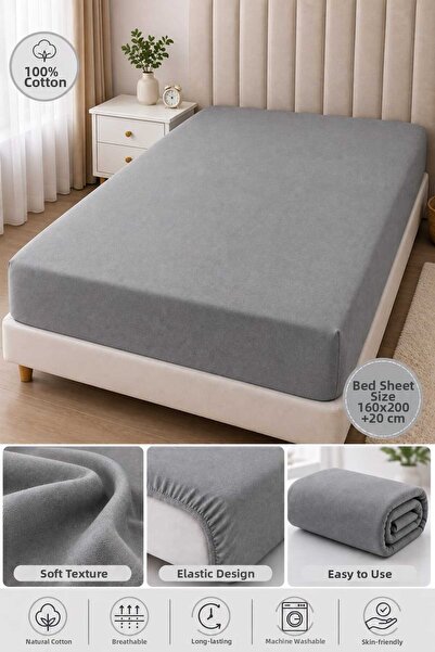 Barley Ogi Cotton Elastic Sheet – Double Size 160X200 + 20 cm