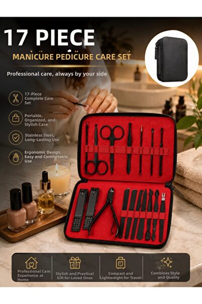 Şeker Portakalım Stainless Steel 17-Piece Manicure Pedicure Set and Portable ...