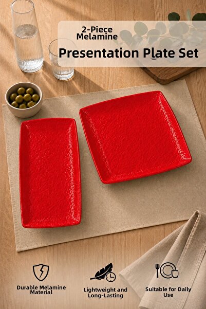 Vienev 2 Piece Melamine Presentation Plate Set, Presentation Plate, Serving P...