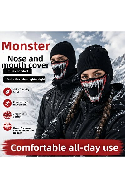 Generic Brand Unisex Monster Teeth Printed Balaklava 1 Piece One Size Viscose...