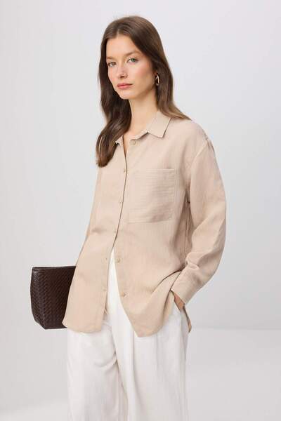 Trendyol Modest Πουκάμισο Βιζόν Oversize με Ρίγες TCTSS26TG00061