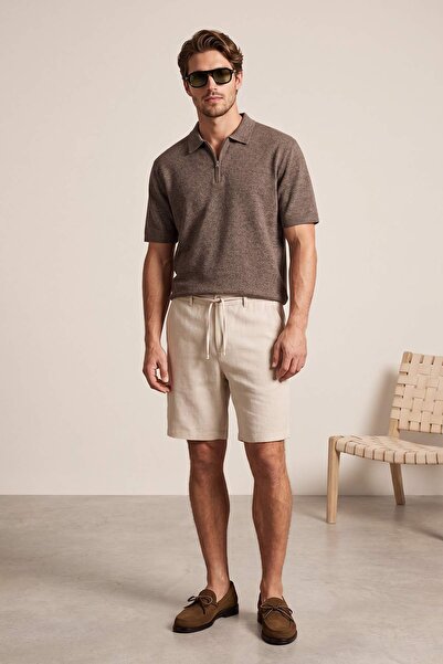 Trendyol Kollektion Beigefarbene, flexible, atmungsaktive Herren-Shorts und B...