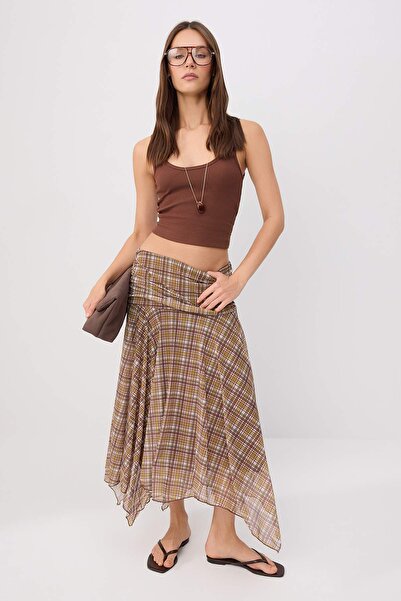 Trendyol Kollektion Mehrfarbig*001 Asymmetrischer Skater-Rock mit Karomuster ...